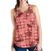 Red Palaka Hawaii Cowboy Women Racerback Tank Puakenikeni Lei Paniolo Papale Seamless Vibes LT14 - Polynesian Pride
