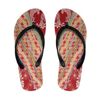Red Palaka Hawaii Leis Flip Flops Hawaiian-plaid Elegant Tropical Vibes LT14 Red - Polynesian Pride