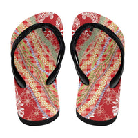 Red Palaka Hawaii Leis Flip Flops Hawaiian-plaid Elegant Tropical Vibes LT14 - Polynesian Pride