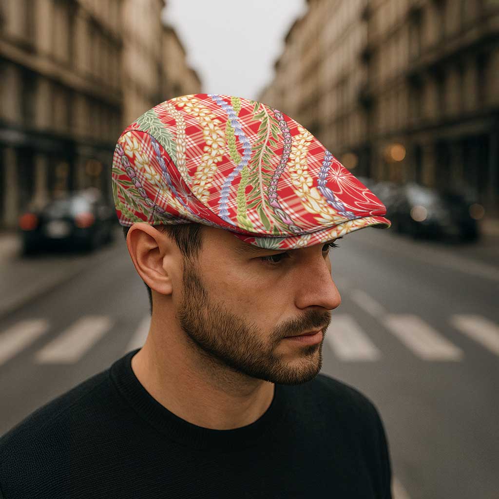 Red Palaka Hawaii Leis Jeff Hat Hawaiian-plaid Elegant Tropical Vibes - Polynesian Pride