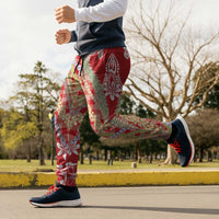 Red Palaka Hawaii Leis Jogger Pants Hawaiian-plaid Elegant Tropical Vibes - Polynesian Pride