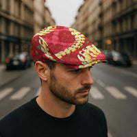 Red Palaka Hawaii Mele Kalikimaka Jeff Hat Ohia Lehua Monstera Puakenikeni Lei LT14 - Polynesian Pride