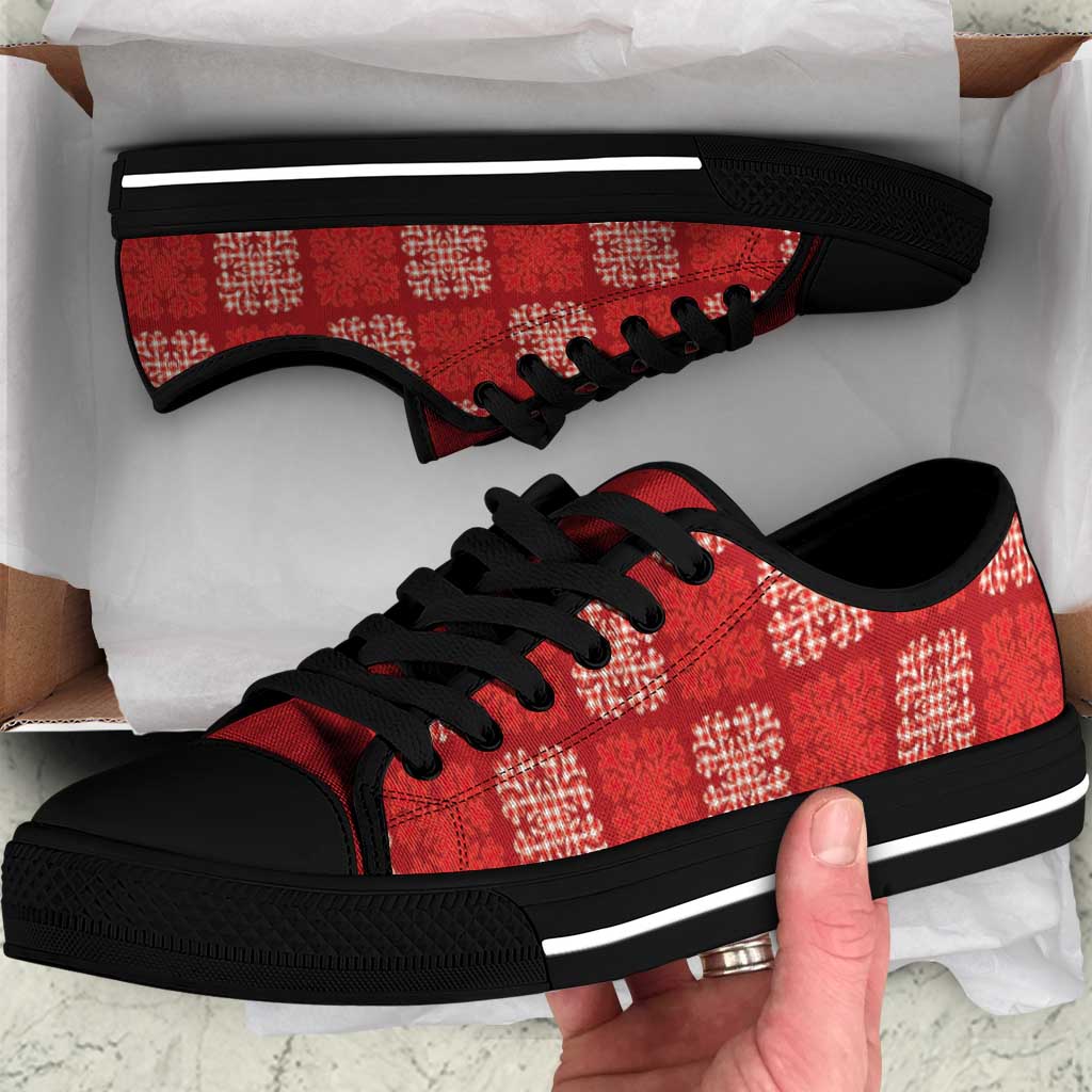 Red Palaka Quilt Hawaii Low Top Shoes Traditional Hawaii-plaid Pattern LT14 Red - Polynesian Pride