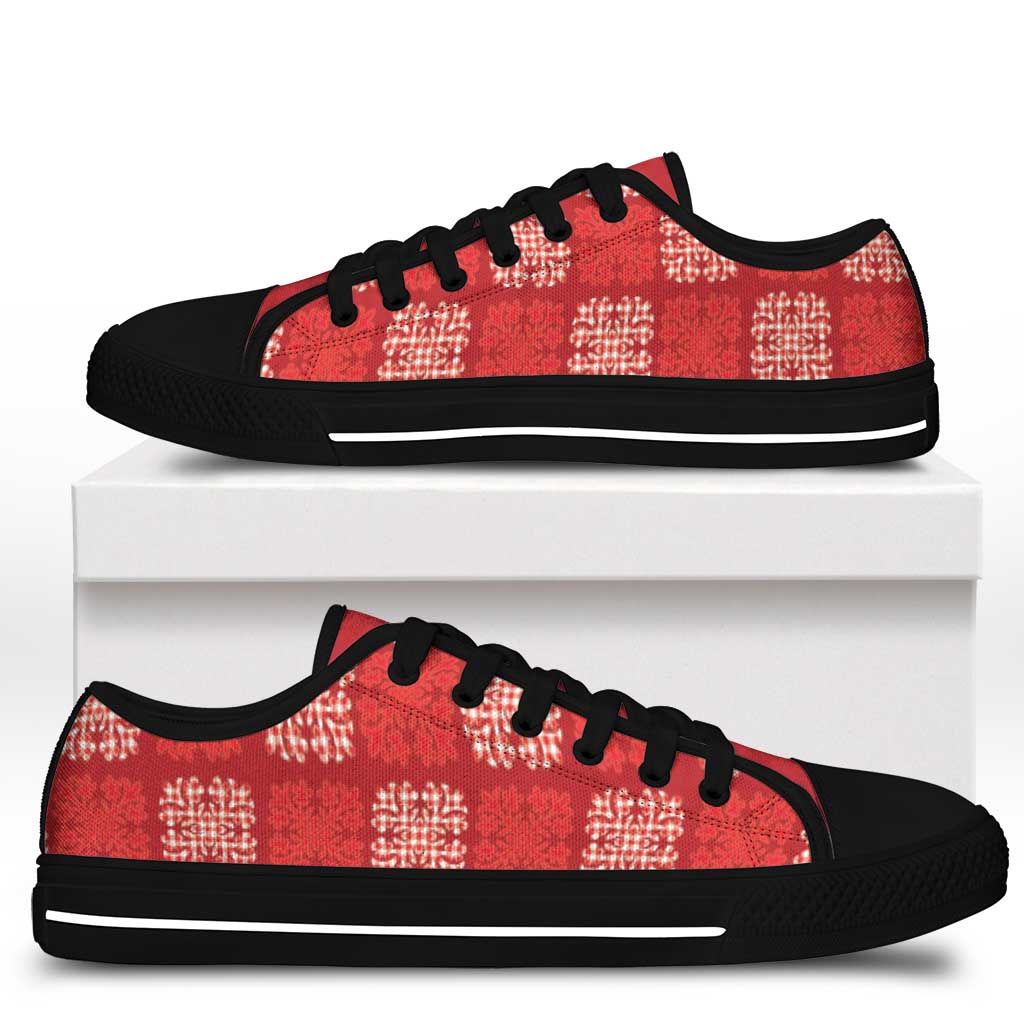 Red Palaka Quilt Hawaii Low Top Shoes Traditional Hawaii-plaid Pattern LT14 - Polynesian Pride