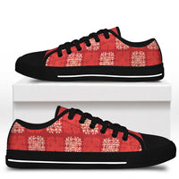 Red Palaka Quilt Hawaii Low Top Shoes Traditional Hawaii-plaid Pattern LT14 - Polynesian Pride