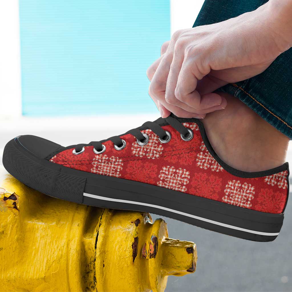 Red Palaka Quilt Hawaii Low Top Shoes Traditional Hawaii-plaid Pattern LT14 - Polynesian Pride