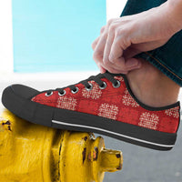 Red Palaka Quilt Hawaii Low Top Shoes Traditional Hawaii-plaid Pattern LT14 - Polynesian Pride
