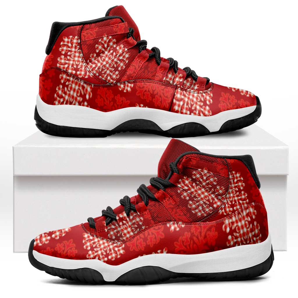 Red Palaka Quilt Hawaii Sneakers J11 Traditional Hawaii-plaid Pattern - Polynesian Pride