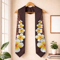 Red Polynesia Graduation Stole Plumeria Tropical Leaves With Galaxy Polynesian Art