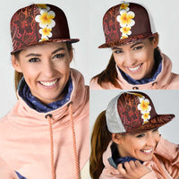 Red Polynesia Mesh Trucker Cap Plumeria Tropical Leaves With Galaxy Polynesian Art LT14 - Polynesian Pride