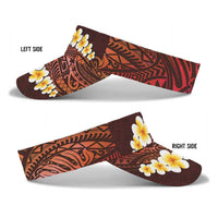 Red Polynesia Sun Visor Cap Plumeria Tropical Leaves With Galaxy Polynesian Art