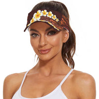 Red Polynesia Sun Visor Cap Plumeria Tropical Leaves With Galaxy Polynesian Art