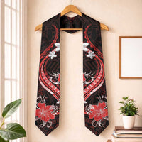 Red Polynesian Pattern With Tropical Flowers Graduation Stole