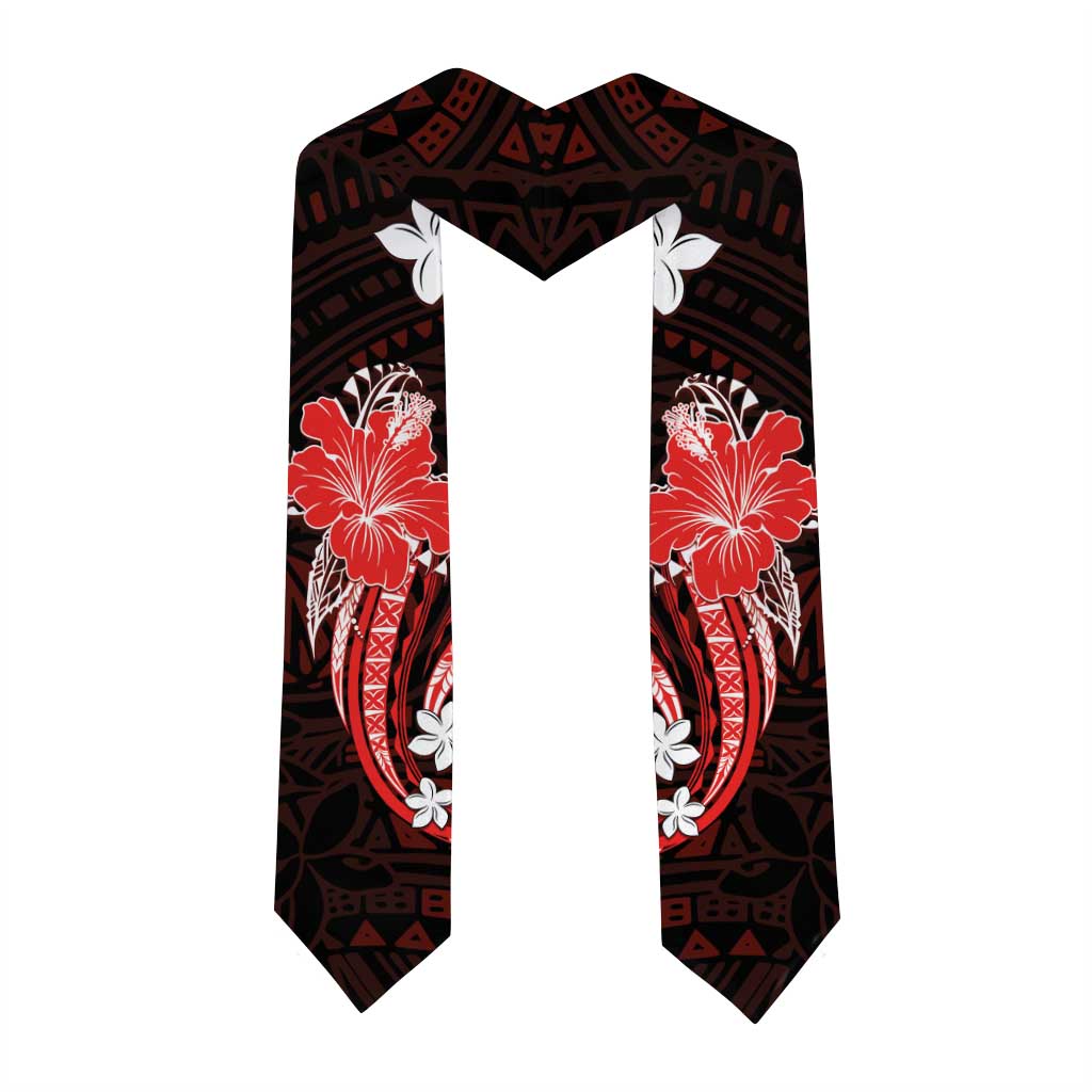 Red Polynesian Pattern With Tropical Flowers Graduation Stole