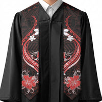 Red Polynesian Pattern With Tropical Flowers Graduation Stole