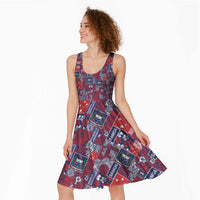 Red Samoa Manuia Le Kerisimasi Midi Dress Pacific Patchwork Xmas Vibes - Polynesian Pride