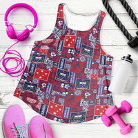 Red Samoa Manuia Le Kerisimasi Women Racerback Tank Pacific Patchwork Xmas Vibes LT9 Red - Polynesian Pride
