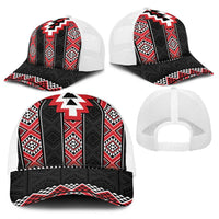 Red Taniko Aotearoa Baseball Net Cap Niho Taniwha Mix Poutama - Polynesian Pride