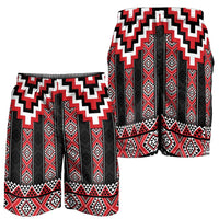 Red Taniko Aotearoa Shorts for Men Niho Taniwha Mix Poutama LT14 - Polynesian Pride