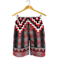 Red Taniko Aotearoa Shorts for Men Niho Taniwha Mix Poutama LT14 - Polynesian Pride