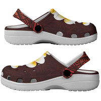 Red Tropical Plumeria With Galaxy Polynesian Art Clogs Shoes