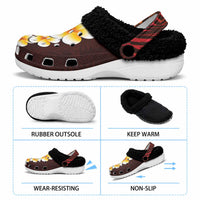 Red Tropical Plumeria With Galaxy Polynesian Art Fleece Clogs