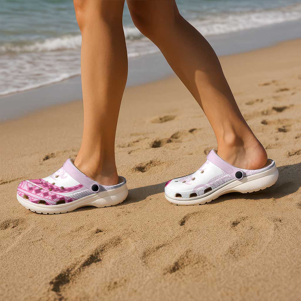Rose Pink Polynesian Tribal Turtle Floral Pattern Clogs Shoes - Polynesian Pride