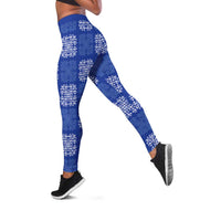 Royal Blue Palaka Quilt Hawaii Leggings Traditional Hawaii-plaid Pattern LT14 Royal Blue - Polynesian Pride