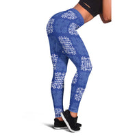 Royal Blue Palaka Quilt Hawaii Leggings Traditional Hawaii-plaid Pattern LT14 - Polynesian Pride