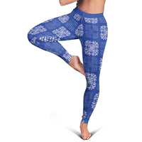 Royal Blue Palaka Quilt Hawaii Leggings Traditional Hawaii-plaid Pattern LT14 - Polynesian Pride