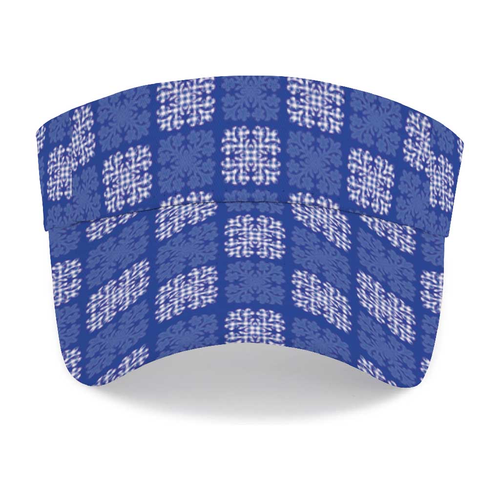 Royal Blue Palaka Quilt Hawaii Sun Visor Cap Traditional Hawaii-plaid Pattern
