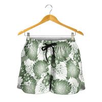 Sage Green Aloha Hawaii Shorts for Women Monstera Hibiscus Plumeria Seamless Vibes LT14 - Polynesian Pride