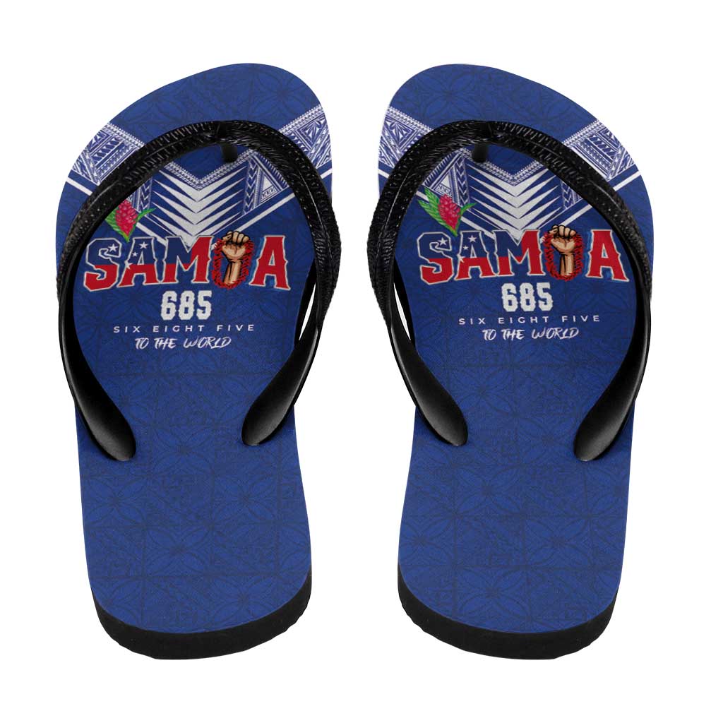 Samoa Rugby Flip Flops Six Eight Five to The World - Pacific Motif