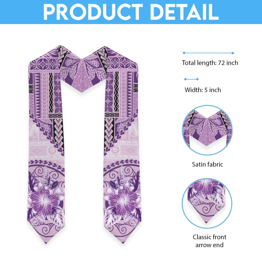 Samoa Siapo Elegant Graduation Stole Hibiscus Violet Motifs