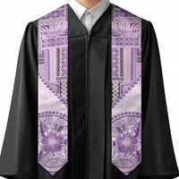 Samoa Siapo Elegant Graduation Stole Hibiscus Violet Motifs