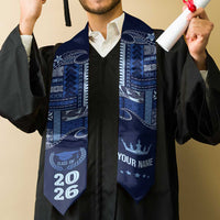 Samoa Siapo Mamanu Custom Graduation Stole Blue Waves Motifs