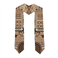 Samoa Siapo Pattern With Brown Hibiscus Graduation Stole