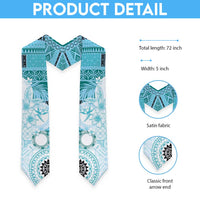 Samoa Siapo Pattern With Teal Hibiscus Graduation Stole