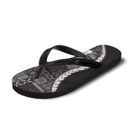 Samoa Siapo Tribal Pattern Flip Flops Black Polynesian Plumeria Tapa Motif