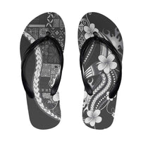 Samoa Siapo Tribal Pattern Flip Flops Light Gray Polynesian Plumeria Tapa Motif LT9 Gray - Polynesian Pride