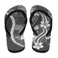 Samoa Siapo Tribal Pattern Flip Flops Light Gray Polynesian Plumeria Tapa Motif LT9 - Polynesian Pride