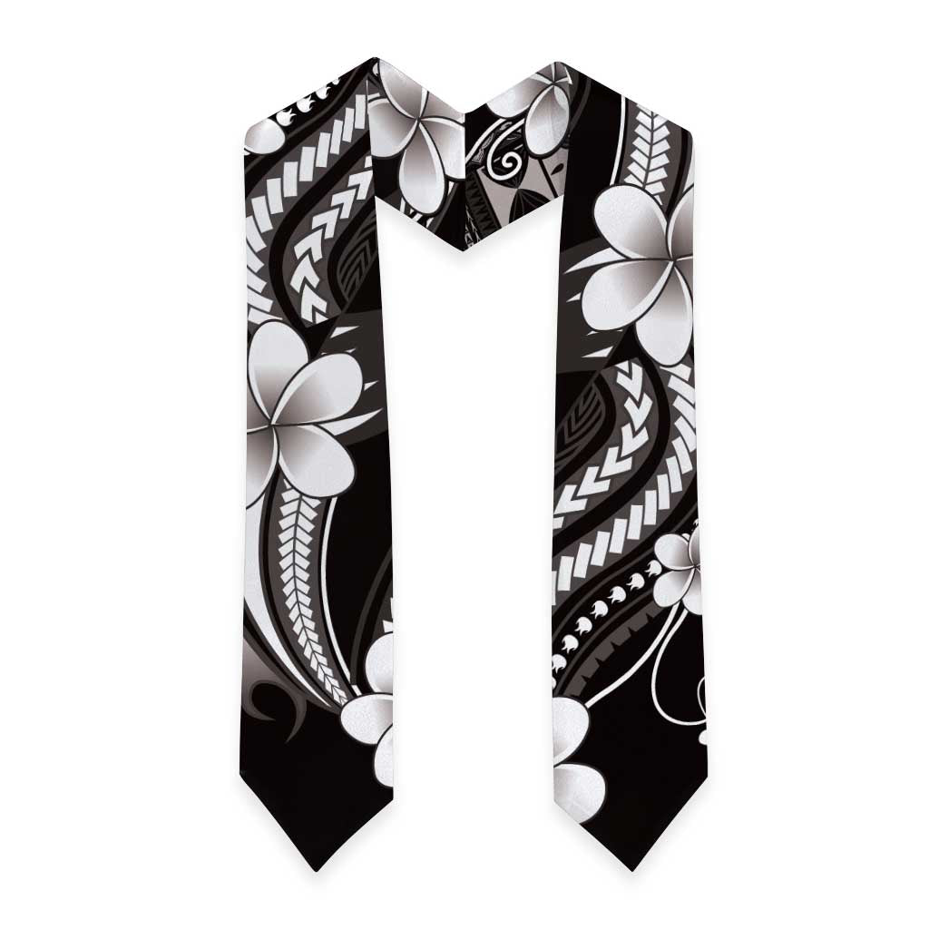 Samoa Siapo Tribal Pattern Graduation Stole Black Polynesian Plumeria Tapa Motif