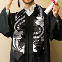 Samoa Siapo Tribal Pattern Graduation Stole Black Polynesian Plumeria Tapa Motif LT9