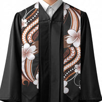 Samoa Siapo Tribal Pattern Graduation Stole Brown Polynesian Plumeria Tapa Motif