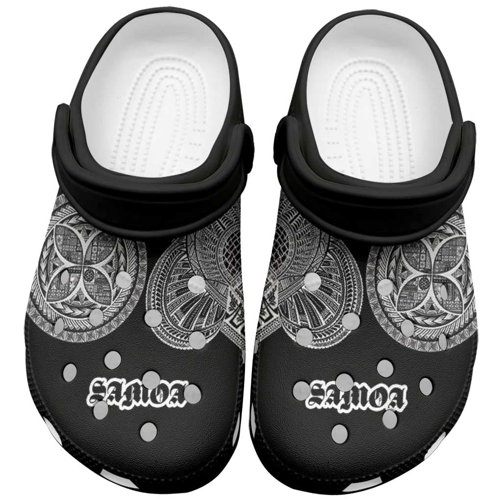 Samoa Traditional Tattoo Clogs Shoes Tribal Tatau Pattern LT03 Black - Polynesian Pride