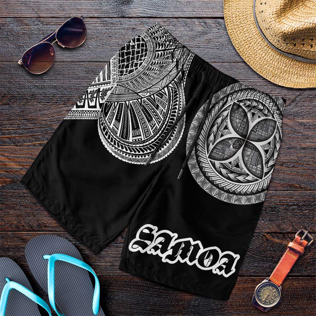 Samoa Traditional Tattoo Shorts for Men Tribal Tatau Pattern LT03 Black - Polynesian Pride