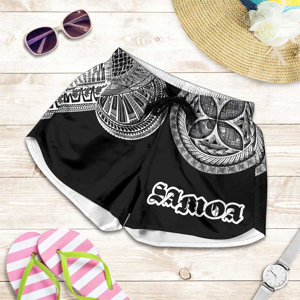 Samoa Traditional Tattoo Shorts for Women Tribal Tatau Pattern LT03 Black - Polynesian Pride