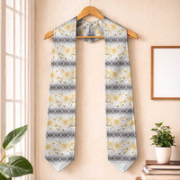 Samoa White Sunday Graduation Stole Samoan Tapa Yellow Hibiscus LT05 One Size Yellow - Polynesian Pride