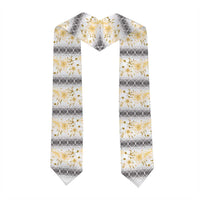 Samoa White Sunday Graduation Stole Samoan Tapa Yellow Hibiscus LT05 - Polynesian Pride