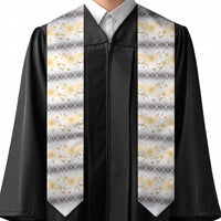 Samoa White Sunday Graduation Stole Samoan Tapa Yellow Hibiscus LT05 - Polynesian Pride